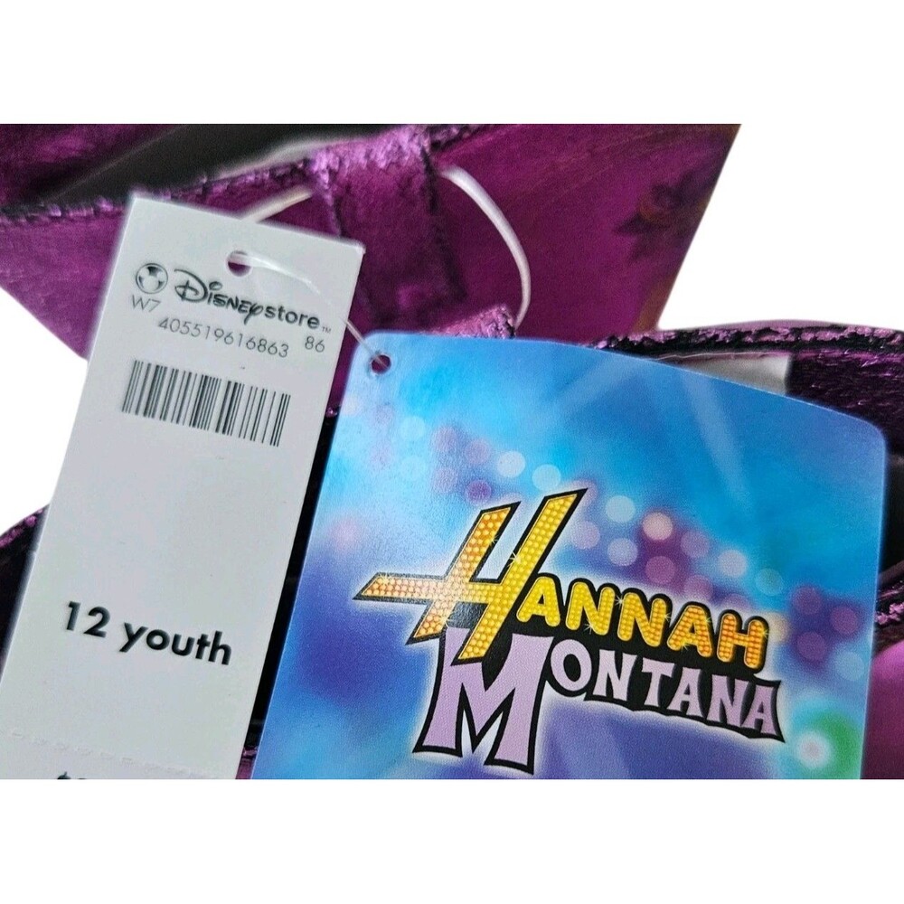 Rare Hannah Montana Western Boots Size 12 Youth Metallic Purple Embroidered NWT - Picture 7 of 9